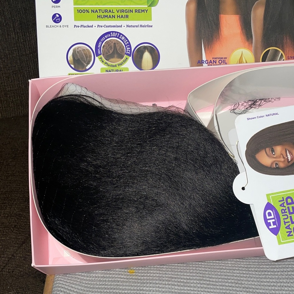 Human Hair Natural Black HD Lace Front Wig Yaky Perm